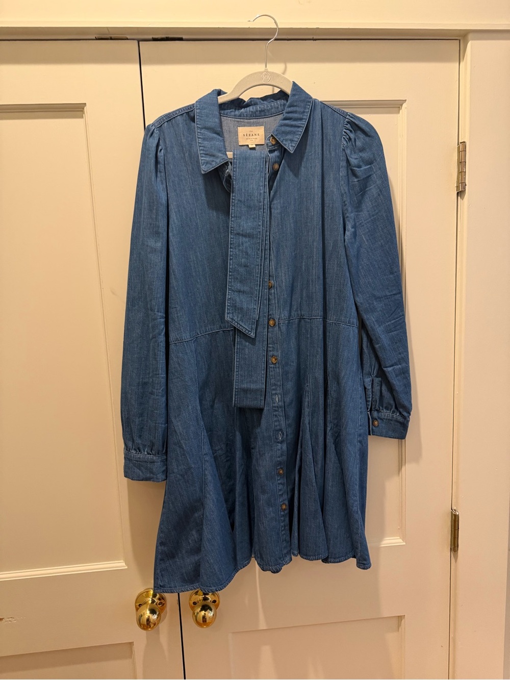 Sezané Denim Button-Front Dress - Classic Blue - Picture 2 of 6